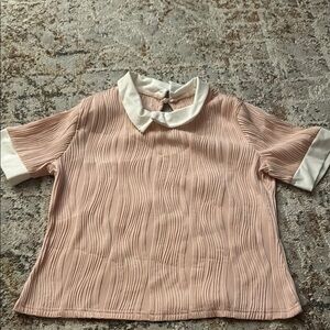 Chic Pink Blouse with White Collar